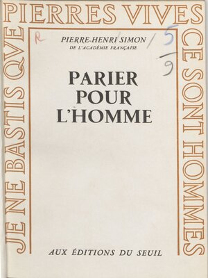 cover image of Parier pour l'homme
